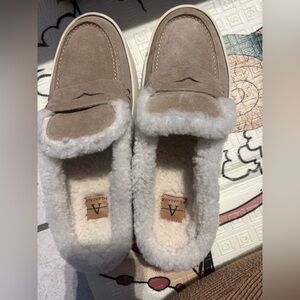 Aquatalia Amata shearling-lined suede mules